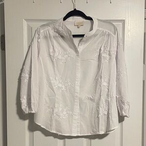 White Embroidered Button Down Shirt